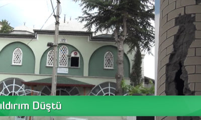 Çorum’da Cami Minaresine Yıldırım Düştü