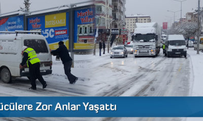 Kar, Sürücülere Zor Anlar Yaşattı
