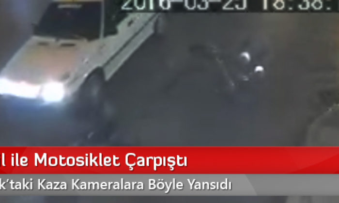 Otomobil ile Motosiklet Çarpıştı