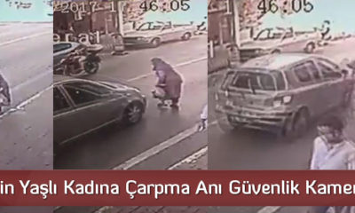 Otomobilin Yaşlı Kadına Çarpma Anı Güvenlik Kamerasında