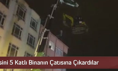 İş Makinesi, Yıkım İçin Vinçle Çıkarıldı