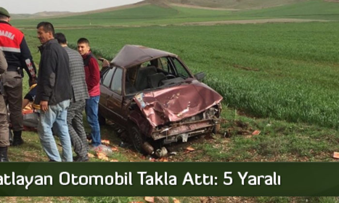 Lastiği Patlayan Otomobil Takla Attı