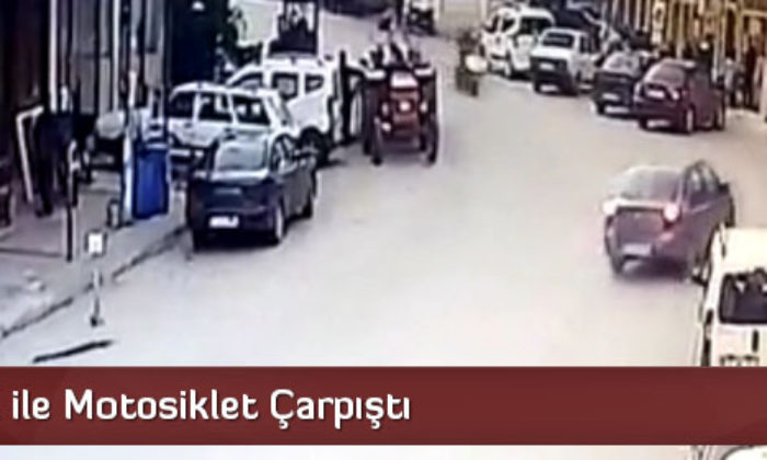 Otomobil ile Motosiklet Çarpıştı