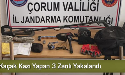 Alaca’da Kaçak Kazı Yapan 3 Zanlı Yakalandı