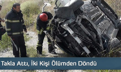 Otomobil Takla Attı, İki Kişi Ölümden Döndü