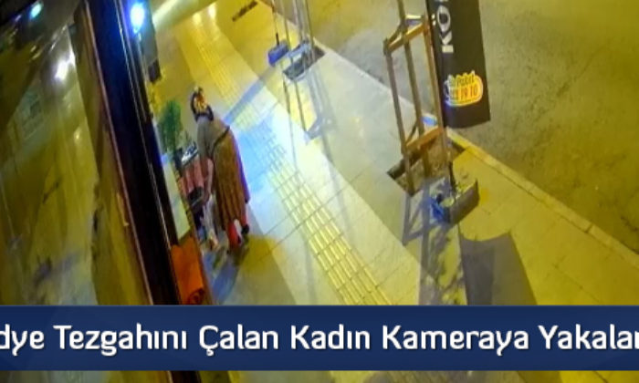 Midye Tezgahını Çalan Kadın Kameraya Yakalandı