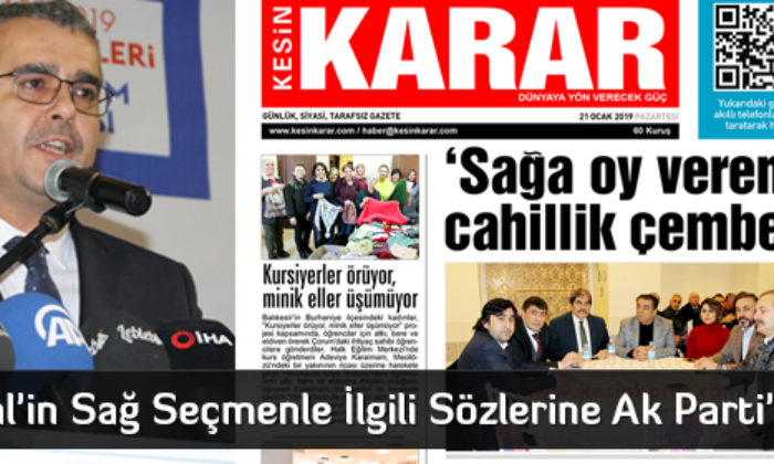 CHP’li Eral’in Sağ Seçmenle İlgili sözlerine Ak Parti’den Tepki