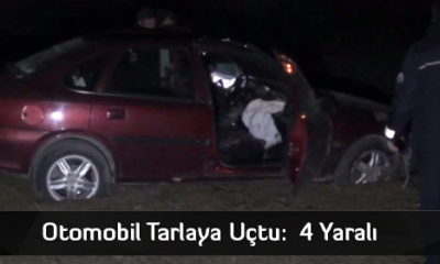 Otomobil Tarlaya Uçtu:  4 Yaralı