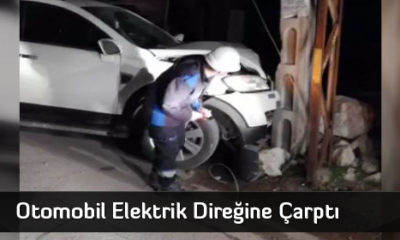 Otomobil Elektrik Direğine Çarptı
