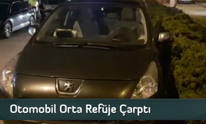 Otomobil Orta Refüje Çarptı