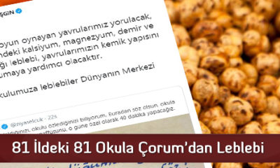 81 İldeki 81 Okula Çorum’dan Leblebi