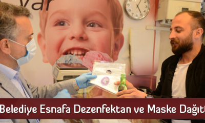 Belediye Esnafa Dezenfektan ve Maske Dağıttı