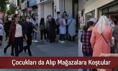 Çocukları da Alıp Mağazalara Koştular