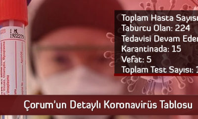 Çorum’un Detaylı Koronavirüs Tablosu
