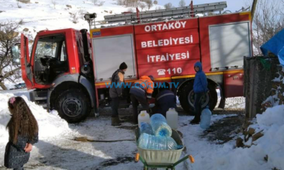 Köyün Suları Dondu Hayvanlar Mahsur Kaldı