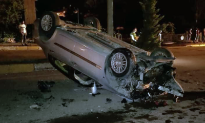 Elektrik Direğine Çarpıp Takla Attı