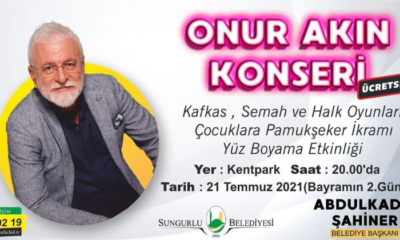 Onur Akın, Kurban Bayramında Sungurlu’da Konser Verecek