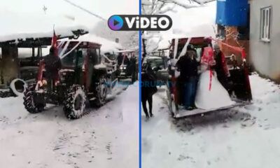 Kar Yağınca Traktör, Gelin Arabası Oldu