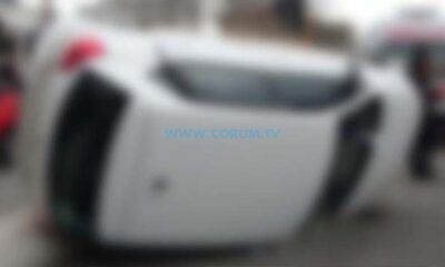 Ağaca Çarpan Araç Yan Yattı